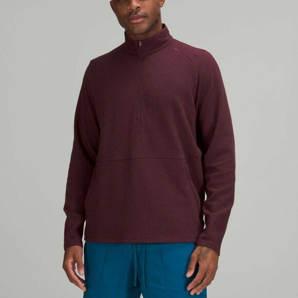 Lululemon Mens At Ease Half Zip Pullover Sweatshirt Sweater Heather Cassis - Picture 1 of 15